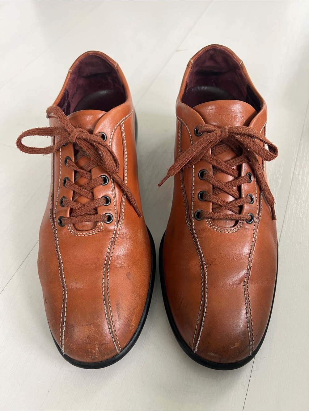 Tod's Dark Oak Leather Lace-Up Slip-On Sneakers